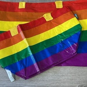 IKEA set of 2 rainbow STORSTOMMA tote bags NWT